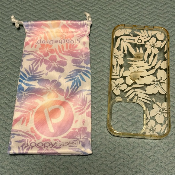 LOOPY CASES Iphone 14 PRO Clear Pearl Paradise Hawaiian Flowers Righty - Picture 2 of 2